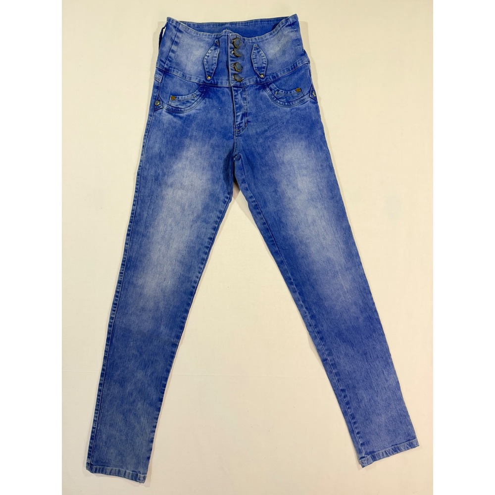 Danielle Colombian Style High Waisted Vintage Denim Jeans Blue Skinny Size 7